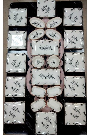 طعام إفطار من 24 قطعة من طراز MNZ-Zeytindalı لـ 12 شخصًا - Yiğit Seramik Züccaciye