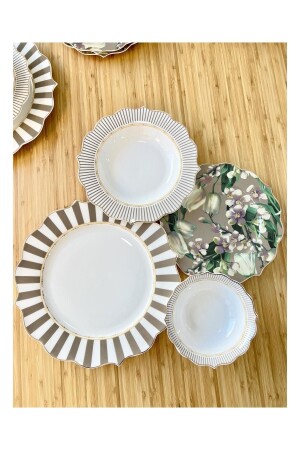 (منز-بون) الصين فخمة البورتسلين 24 قطعة عشاء مجموعة - Pink&More