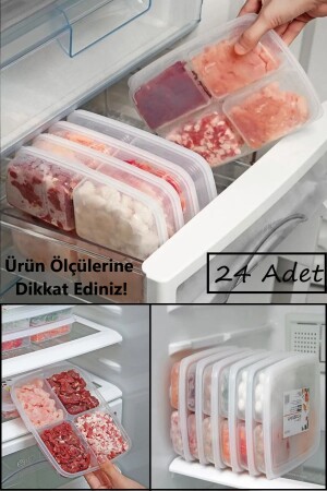 24 Stück 4 Fächer Aufbewahrungsbehälter für Mahlzeiten, Fleisch, Gemüse, Fisch – Gefrierschrank, Hackfleisch-Organizer, Organizer, BAYEV-ETSTORAGE, 4 Fächer, 24 Stück - 1