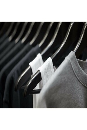 24 Stück Kunststoff in Holzoptik, A-Qualität, 24 schwarze Kleiderbügel, Kleiderbügel für Hosen, Hemden, black24 - 5