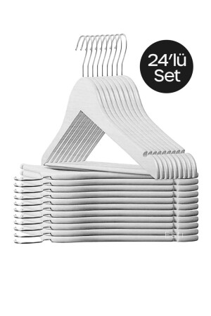 24 Stück – Kunststoff-Kleiderbügel in Holzoptik, A-Qualität, weiß, TYC00652647172 - 2