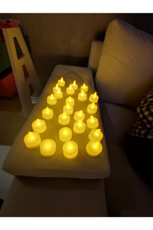 24 Stück runde, weiße, batteriebetriebene LED-Kerzen, gelbes Licht, LED-Teelichter, Kerzenlicht, rauchfrei, tye2501221735 - 4