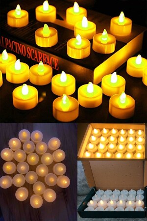 24 Stück runde, weiße, batteriebetriebene LED-Kerzen, gelbes Licht, LED-Teelichter, Kerzenlicht, rauchfrei, tye2501221735 - 1