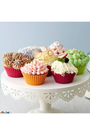 24-teilige waschbare Mini-Muffin-Backform mit Wellenschliff – Cupcake – gebäckfarbener Behälter - 4