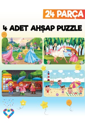 24-teiliges 4-teiliges Kinderpuzzle aus Holz - 1