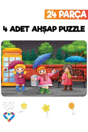 24-teiliges 4-teiliges Kinderpuzzle aus Holz - 3