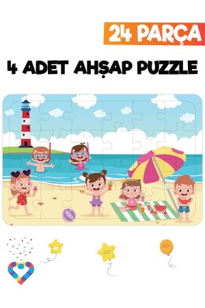 24-teiliges 4-teiliges Kinderpuzzle aus Holz - 4