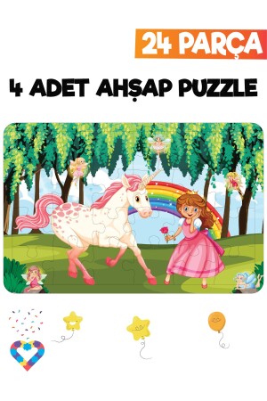 24-teiliges 4-teiliges Kinderpuzzle aus Holz - 6