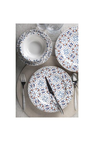 24-teiliges Tafelservice aus Porzellan mit blauen Fliesen 005AR1125 - Aryıldız