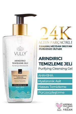 24k Altın Parçacıklı Arındırıcı Nemlendirici Gözenek Sıkılaştırıcı Yüz Temizleme Jeli 200 Ml Purifying Cleansing Gel - 1