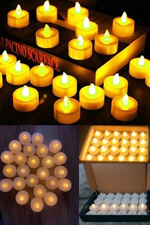 24lü Yuvarlak Beyaz Pilli Led Mum Sarı Işık Ledli Tealight Mumlar Mum Işıklı Dumansız tye2501221735 - 2