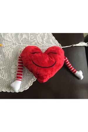 25 cm großes umarmendes rotes Plüschherzkissen mit Ärmeln, lächelndes Emoji, 14. Februar, Valentinstag - 5