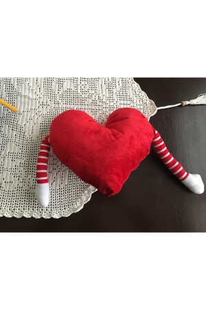 25 cm großes umarmendes rotes Plüschherzkissen mit Ärmeln, lächelndes Emoji, 14. Februar, Valentinstag - 6