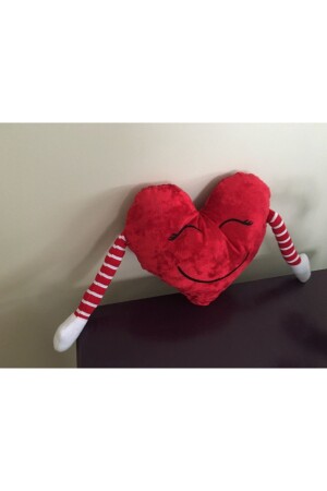 25 Cm Kollu Sarılan Peluş Kırmızı Kalp Yastık Gülen Emoji 14 Şubat Sevgililer Günü - 3