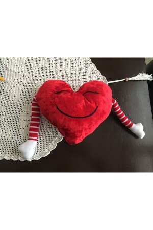 25 Cm Kollu Sarılan Peluş Kırmızı Kalp Yastık Gülen Emoji 14 Şubat Sevgililer Günü - 4