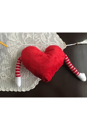 25 Cm Kollu Sarılan Peluş Kırmızı Kalp Yastık Gülen Emoji 14 Şubat Sevgililer Günü - 5