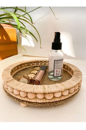 مكنسة من الخشب المزج من الخشب، صناديق الرافيا الطبيعية، صناديق أزياء، صناديق أزياء للحمام، المنزل، طاولة 25 سم قطر - Genel Markalar