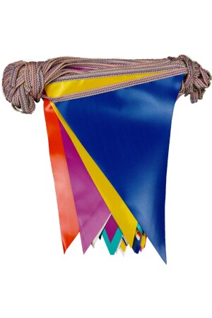 25 Meter lange Leinwand-Dreieck-Wimpelflagge, gemischte mehrfarbige Schnur, Vinyl-Dekorationsflagge - 1