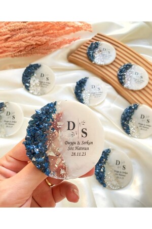 مغناطيس من النتائج الناتجة عن النتائج مع جزيئات الزجاج 25 قطعة وعد الالتزام الزفاف الزفاف هينا هدية منظمة - Gami Handmade