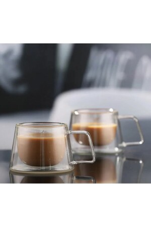 كوب الزجاج مزدوج الجدار مزدوج كوب الزجاج مزدوج الجدار 250 مل كوب المكتب المنزلي كوب الزجاج مزدوج الطبقة الحرارية المعزولة مع الم - M Mimoza Park