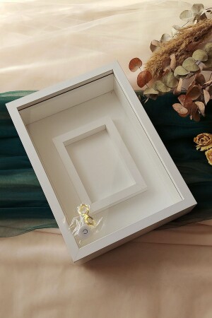 25x35 Cm Beyaz Fotoğraf Alanlı Model Tasarım Gül Kutusu Anı Çerçevesi! Isimsiz Ledli! - Verda Çerçeve
