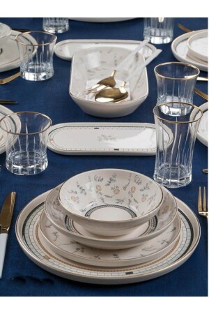 (منتز صوفيا) 27 قطعة طعام عشاء ذو نمط أبيض ذهبية لـ 6 أشخاص 0060 ACR-000391 - ACAR