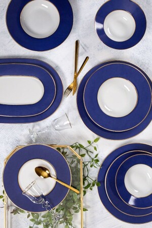 (مينز مادلين) البحرية الأزرق 27 قطعة عشاء مجموعة 6 أشخاص - Porland