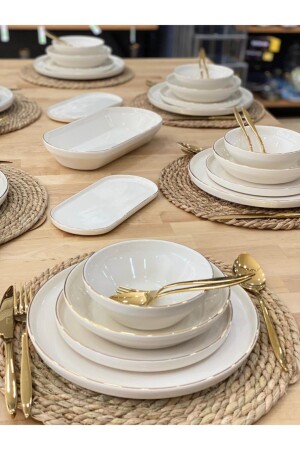 27 Parça Modern Gold Lüks Yemek Takımı - Onedekor