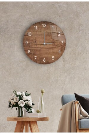 ساعة الجدار - الزجاج - يتدفق بهدوء - قطر خشب مظلم 27 سم - Saban