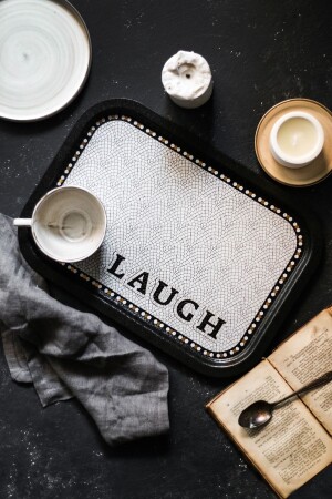 سلة معدنية ذات نمط موسيقي - سلة قهوة الشاي - سلة عرض 28 سم × 40 سم EE164 - Evle