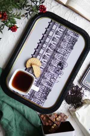 سلة معدنية ذات نمط في مدينة م.ن.ز - سلة قهوة الشاي - سلة عرض 28 سم × 40 سم Ee164-t9 EE164 - Evle