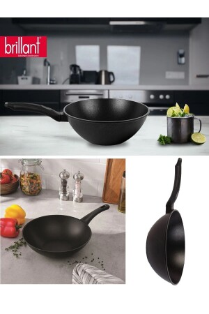 28 Cm Wok Tava Döküm Yanmaz Yapışmaz Granit Tava Pfoa Içermez Alüminyum Tava PRA-8864617-9358 - 5