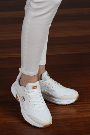 28066 Beyaz - Bej Kadın Sneaker Günlük Spor Ayakkabı - 2