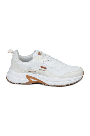 28066 Beyaz - Bej Kadın Sneaker Günlük Spor Ayakkabı - 4