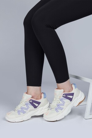 28701 Beyaz - Bej Kadın Sneaker Günlük Spor Ayakkabı - 3