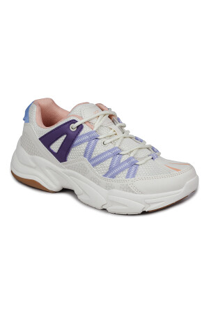 28701 Beyaz - Bej Kadın Sneaker Günlük Spor Ayakkabı - 6
