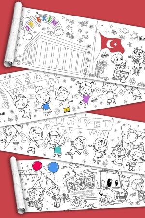 29 أكتوبر يوم الجمهورية - ورق لون عملاق - رولر للرسوم - حجم كبير 5 أمتار طول C505M - PopŞeker