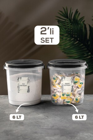 2er-Pack beschrifteter 6-Liter-Reinigungsmittel-Aufbewahrungsbehälter – Tabletten-Reinigungsmittel-Aufbewahrungsbox MCH619 - Meleni Home