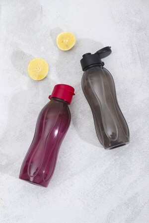 2er-Pack Eco Bottle Trinkflasche – Praktische Deckelflasche 2x 750 ml Schwarz – Lila - 4