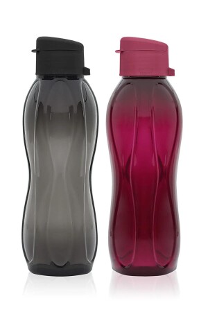 2er-Pack Eco Bottle Trinkflasche – Praktische Deckelflasche 2x 750 ml Schwarz – Lila - 7