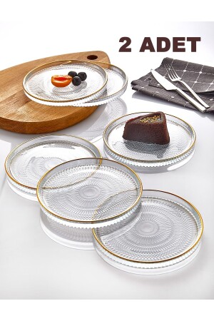 2er-Pack goldvergoldetes Luxus-Kuchenservice-Set aus Glas – Frühstücksteller – Dessert-Präsentationsteller IL. 309 - 1