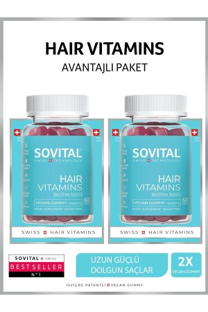 2er-Pack Haar-Vitamin Schweizer patentiertes veganes Gummi – Haar-Vitamin - 1