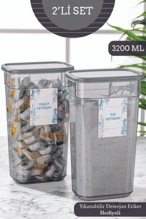 2er-Pack Reinigungsmittel-Aufbewahrungsbox für Pulver und Tabletten mit Clov-Etikett – rechteckiger Reinigungsmittel-Aufbewahrungsbehälter 3,2 l MCH-900 - 2