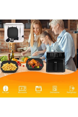 2er-Set Airfryer Kochset Silikonbehälter und Glassprühflasche Ölschüssel Airfrey Silikon Airfray LR-AİR-SPRAY - 7