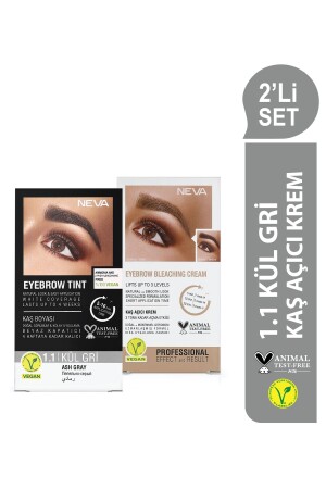 2er SET Augenbrauenfarbe 1. 1 ASH GREY + Augenbrauenaufhellungscreme (vegan) - 1