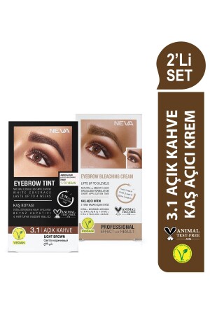 2er SET Augenbrauenfarbe 3. 1 HELLBRAUN + Augenbrauenaufhellungscreme (vegan) - 1