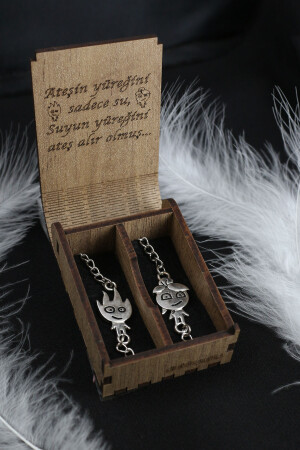 2er-Set „Feuer und Wasser“-Silberfarbenes „Double Lover Best“-Metallarmband mit beschrifteter Geschenkbox - 7