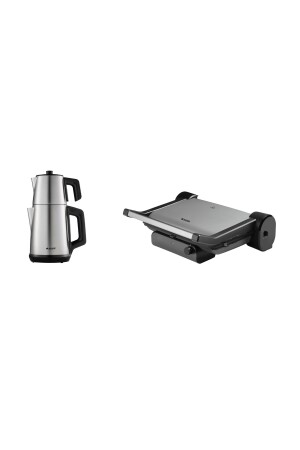 2er-Set graue kleine Haushaltsgeräte (Teemaschine 3283 IN – Toaster TM 6206 G) 2er-Set (3283 IN – 6206 G) - 1
