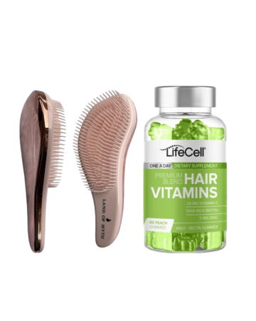 2er Set Land of Myth Entwirrungskamm für Erwachsene & Kinder Knotenlöser Haarbürste & Lifecell Haarvitamine Vitamin C Biotin Zink - Haarvitamin - Nahrungsergänzungsmittel - Lifecell