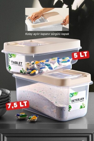 2er-Set Multibox-Tabletten-/Reinigungsmittel-Aufbewahrungsbox mit leicht verschiebbarem Deckel NDY-AY-00764TD - 1
